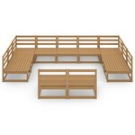 vidaXL Salon de jardin 11 Pièces bois de pin massif