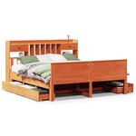 vidaXL Lit bibliothèque sans matelas cire marron 200x200 cm pin massif