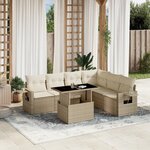 vidaXL Salon de jardin avec coussins 7 Pièces beige résine tressée