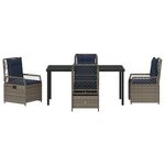 vidaXL Set de Salle à Manger de Jardin 5 Pièces en Rattan Poly Gris