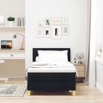 vidaXL Lit à ressorts avec matelas Noir 90 x 190 cm tissu