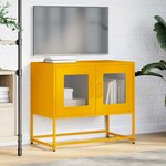 vidaXL Meuble TV jaune moutarde 68x39x60 5 cm acier laminé à froid