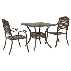 vidaXL Ensemble de tables de jardin 3 Pièces Bronze Aluminium coulé