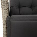 vidaXL Ensemble à manger de jardin 3Pièces coussins gris clair poly rotin