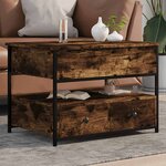 vidaXL Table basse chêne fumé 70x50x50 cm bois d'ingénierie et métal