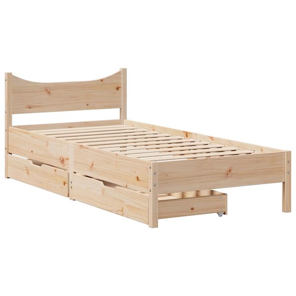 vidaXL Cadre de lit avec tiroirs 75x190 cm bois de pin massif