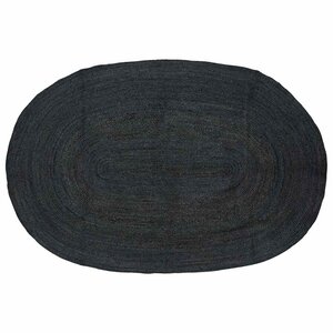 vidaXL Tapis de surface ovale Noir 152 x 245 cm Jute