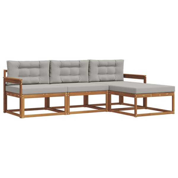 vidaXL Ensemble de canapés d'extérieur 4 pc Gris Naturel et Clair