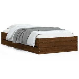 vidaXL Cadre de lit et tiroirs chêne marron 90x200cm bois d'ingénierie