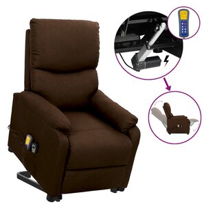 vidaXL Fauteuil de massage Marron foncé Tissu