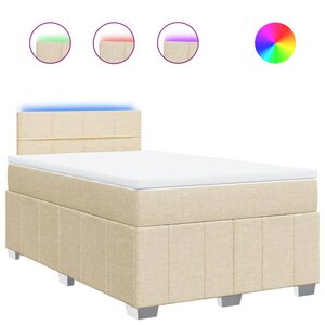 vidaXL Sommier à lattes de lit avec matelas Crème 120x200 cm Tissu