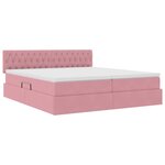 vidaXL Lit de rangement LED avec matelas Rose 200 x 200 cm Velours
