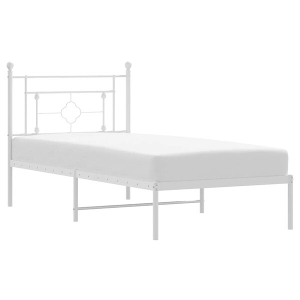vidaXL Cadre de lit métal avec tête de lit blanc 90x190 cm
