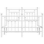 vidaXL Cadre de lit métal sans matelas et pied de lit blanc 135x190 cm