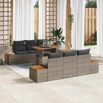 vidaXL Ensemble de canapé de jardin 7 Pièces Gris Poly rotin