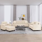 vidaXL Ensemble de canapés 4 Pièces avec coussins Beige Tissu microfibre