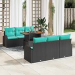 vidaXL Ensemble de canapé de jardin 7 Pièces Noir Poly rotin