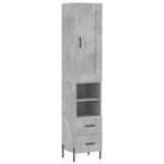 vidaXL Buffet haut Gris béton 34 5x34x180 cm Bois d'ingénierie