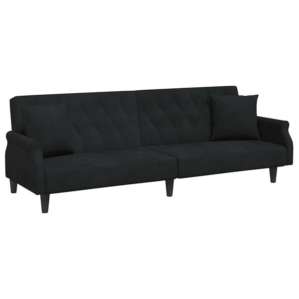 vidaXL Canapé-lit avec accoudoirs noir velours