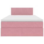 vidaXL Lit de rangement LED avec matelas Rose 120 x 200 cm Velours