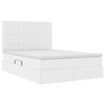 vidaXL Lit avec rangement et LED avec matelas Blanc pur 140 x 190 cm