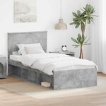 vidaXL Cadre de lit Gris Béton 100 x 200 cm Bois d'ingénierie