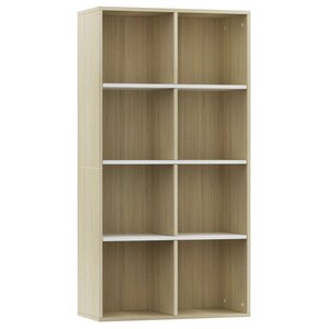 vidaXL Bibliothèque/Buffet blanc et chêne sonoma bois d'ingénierie