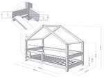 Lit cabane enfant en bois massif Naturel - 120 x 190 cm
