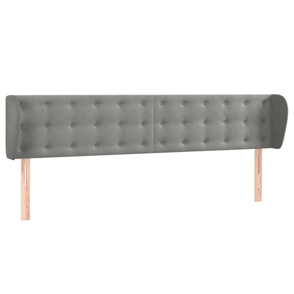 vidaXL Tête de lit avec oreilles Gris clair 163x23x78/88 cm Velours