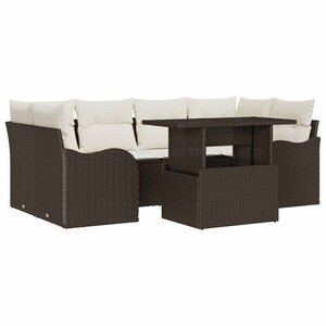 vidaXL Ensemble de canapé de jardin 7 Pièces Marron 234 x 122 5 x 85 cm