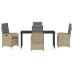 vidaXL Ensemble de salle à manger de jardin 5 pièces avec coussins en poly rattan beige