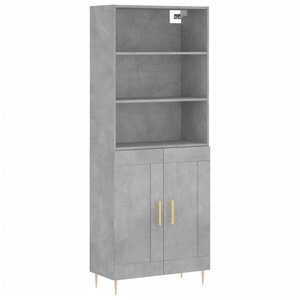 vidaXL Buffet haut Gris béton 69 5x34x180 cm Bois d'ingénierie