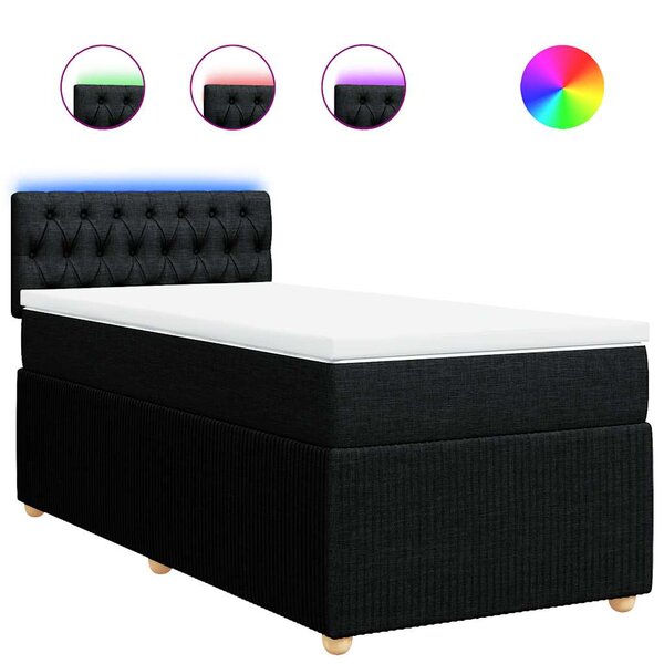 vidaXL Sommier à lattes de lit avec matelas Noir 90x200 cm Tissu