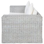 vidaXL Canapé à 2 places avec coussins Gris Rotin naturel
