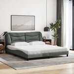 vidaXL Lit avec matelas Hvar gris foncé 180x200 cm tissu