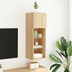 vidaXL Meuble TV avec lumières LED chêne sonoma 30 5x30x90 cm