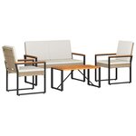 vidaXL Ensemble de meubles d'extérieur 4 Pièces Beige et blanc crème