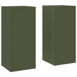 vidaXL Supports pour plantes 2 Pièces Vert olive 24 x 24 x 55 cm Acier