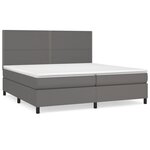 vidaXL Sommier à lattes de lit avec matelas Gris 200x200 cm Similicuir