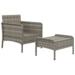 Salon de jardin meuble d'extérieur ensemble de mobilier 2 pièces avec coussins gris résine tressée 02_0015894