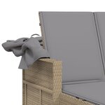 vidaXL Chaise longue double et auvent et coussins mélange beige rotin