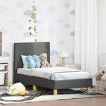 vidaXL Cadre de lit pour tout-petit avec tête de lit Gris foncé tissu