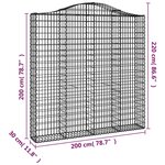 vidaXL Panier de gabions arqué 200x30x200/220 cm Fer galvanisé