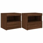 vidaXL Tables de chevet et lumières LED 2 Pièces chêne marron 50x40x45 cm
