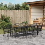 vidaXL Ensemble de salle à manger de jardin de 9 pièces en polyrotin noir