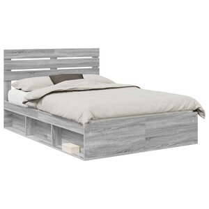 vidaXL Cadre de lit Gris Sonoma 140 x 190 cm Pin massif