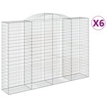 vidaXL Paniers à gabions arqués 6 Pièces 300x50x200/220 cm fer galvanisé