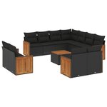 vidaXL Salon de jardin 12 Pièces avec coussins noir résine tressée
