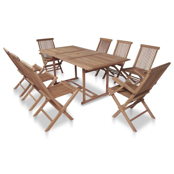 vidaXL Ensemble à manger d'extérieur 9 Pièces et chaises pliables Teck