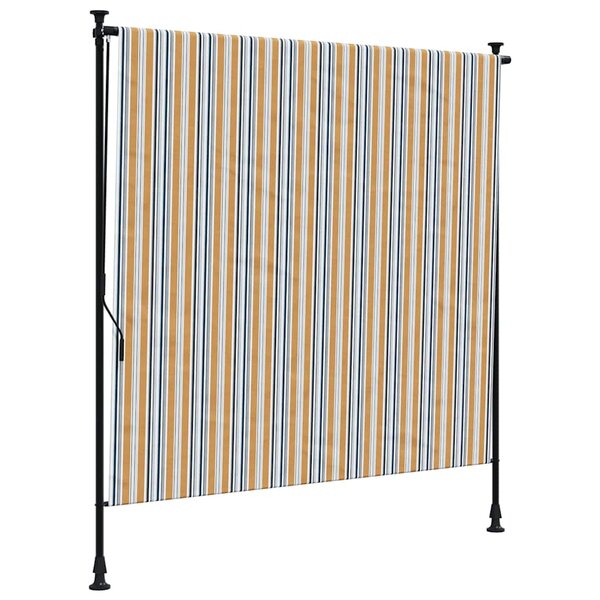 vidaXL Store roulant d'extérieur jaune et blanc 200x270 cm tissu acier